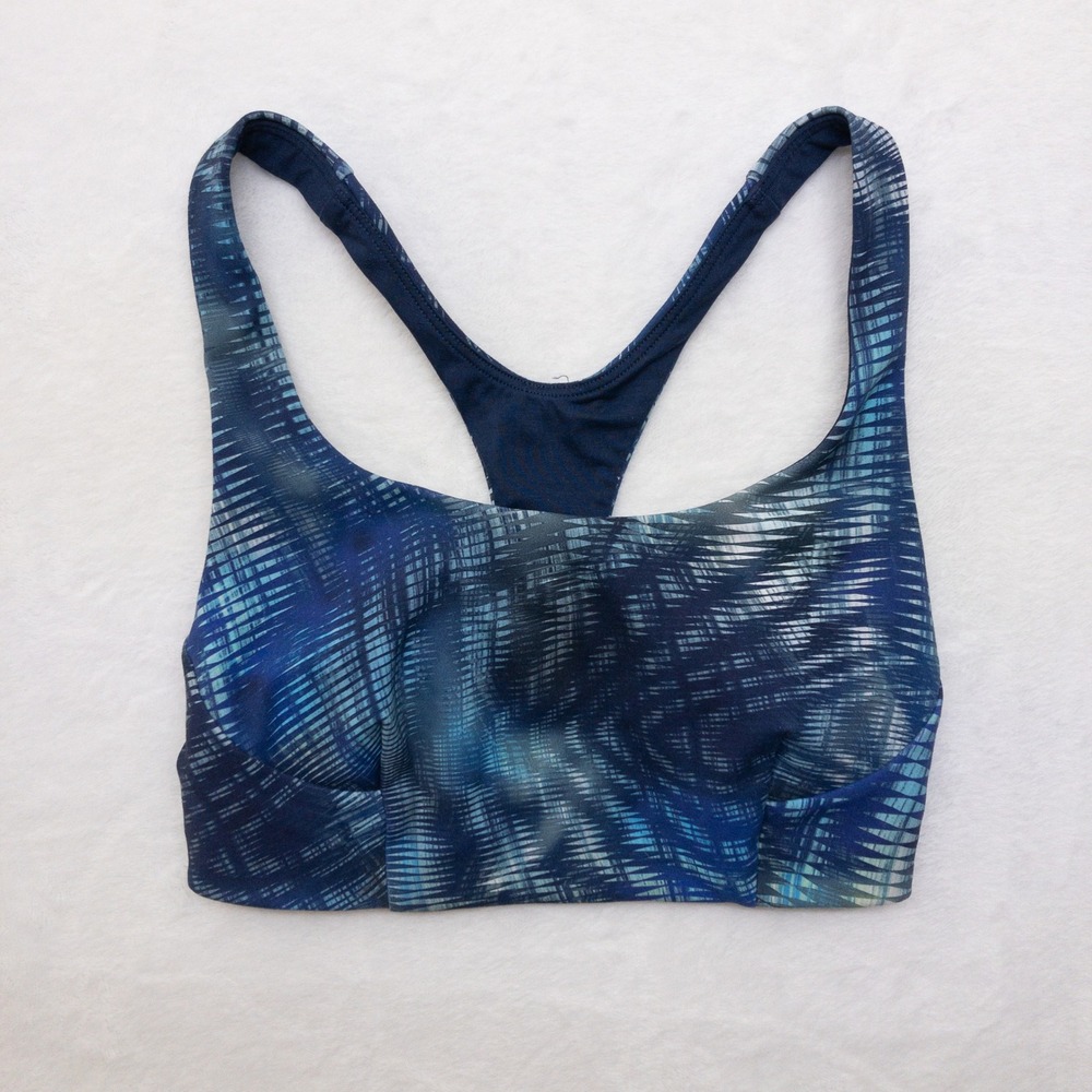 Lululemon‎ Wunder Train Bra Womens Size 2 Flux Blue Padded Gym Abstract